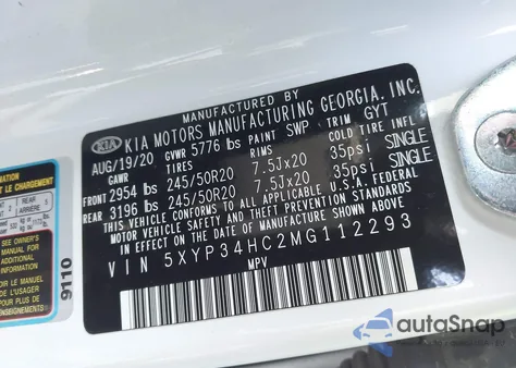 2021 Kia Telluride Ex из США, поврежденный, VIN 5XYP34HC2MG112293